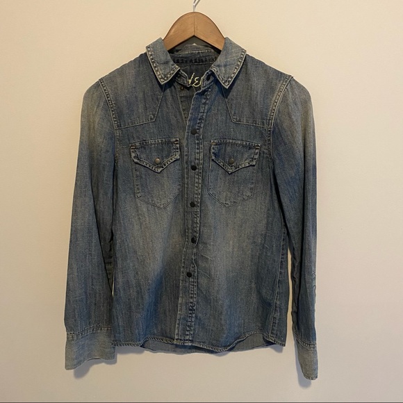 Madewell Western Denim Snap Button Top - Picture 3 of 5
